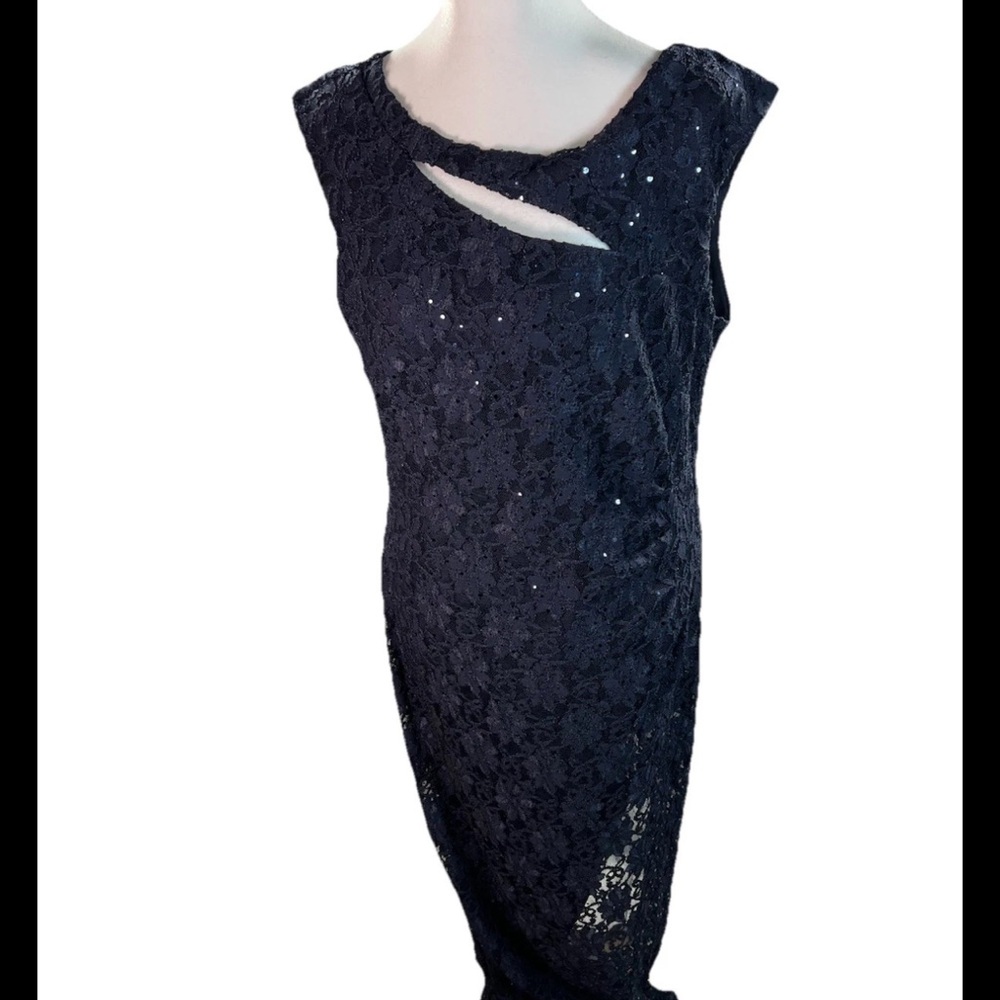 Connected Apparel Navy Lace Formal Gown Size 14 NWT Wedding Evening Dress - Picture 10 of 10